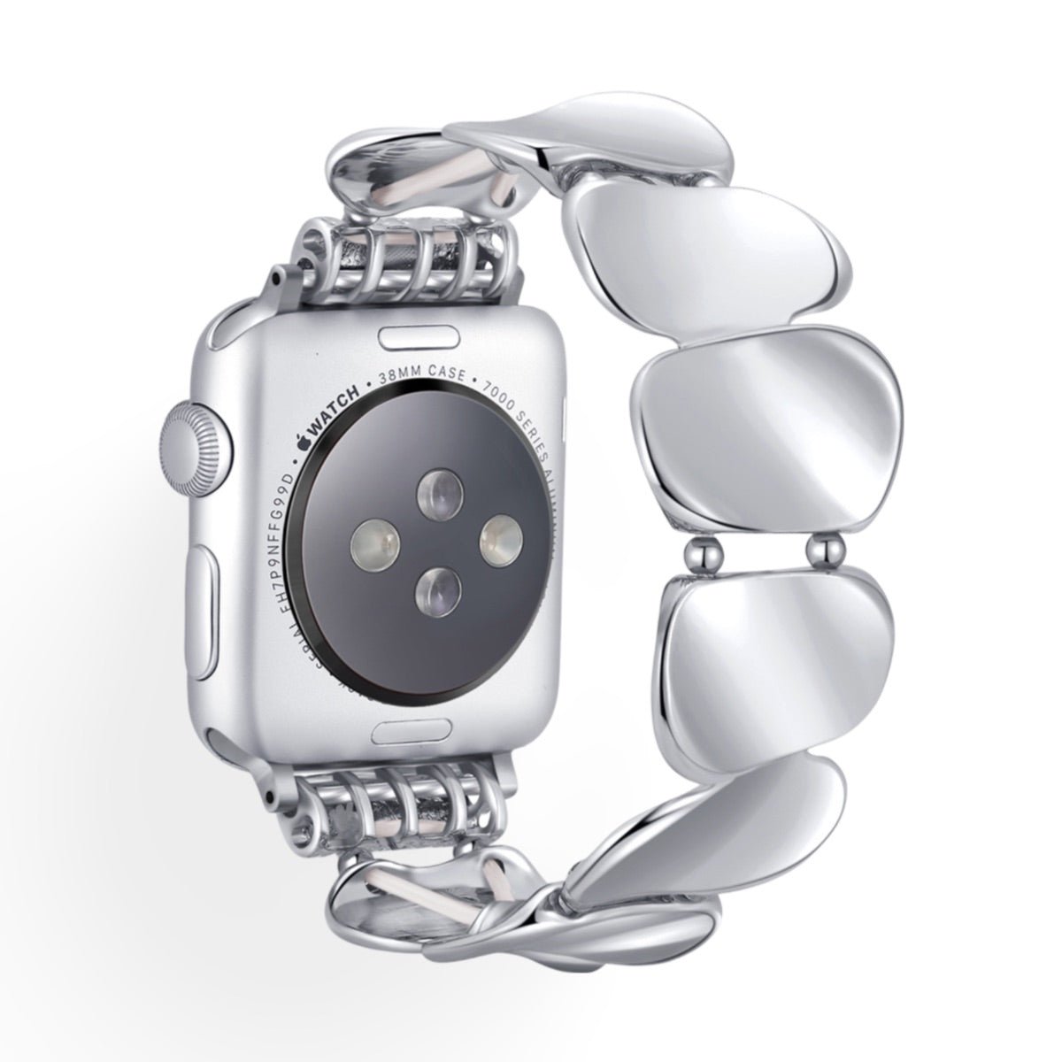 Apple Watch Bracelet, polished pebble links, rhinestone connectors, for women, Lidia model