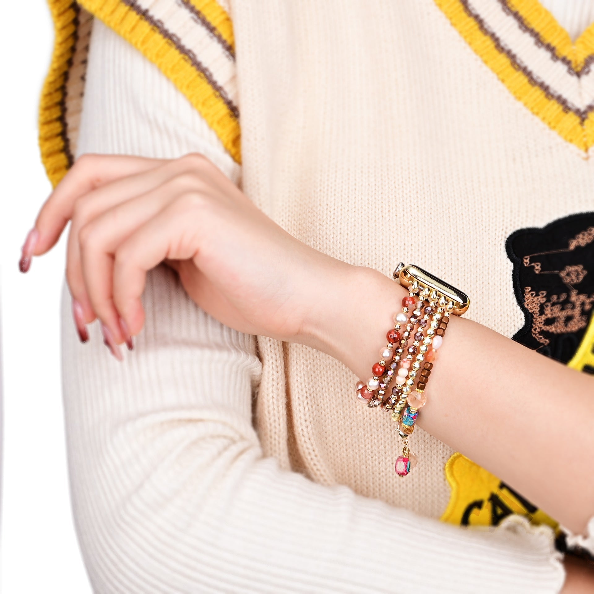 Apple Watch Multi-Strand Bracelet, Natural Beads and Stones, for Women, Elix Model