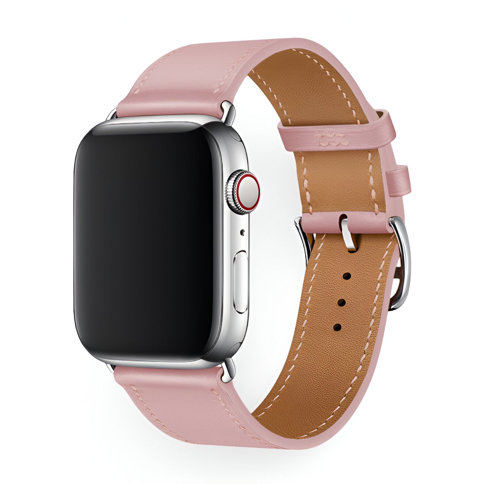 Apple Watch Bracelet in Calfskin Leather, Contrasting Stitching, Pin Buckle Clasp, Krynn Model