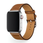 Apple Watch Bracelet in Calfskin Leather, Contrasting Stitching, Pin Buckle Clasp, Krynn Model