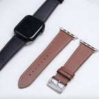 Apple Watch Bracelet in Calfskin Leather, Contrasting Stitching, Pin Buckle Clasp, Krynn Model