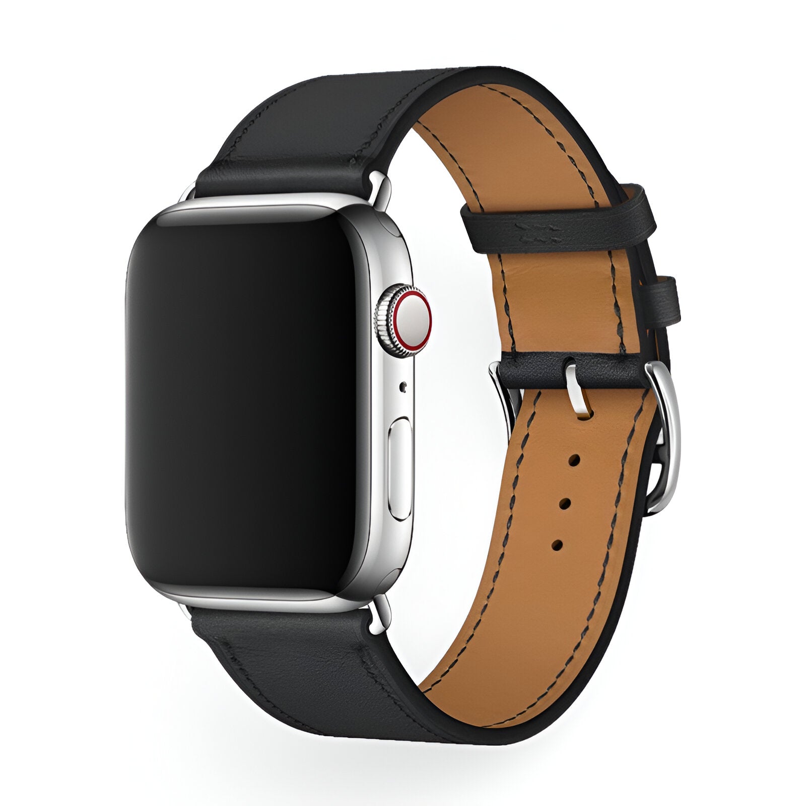 Apple Watch Bracelet in Calfskin Leather, Contrasting Stitching, Pin Buckle Clasp, Krynn Model