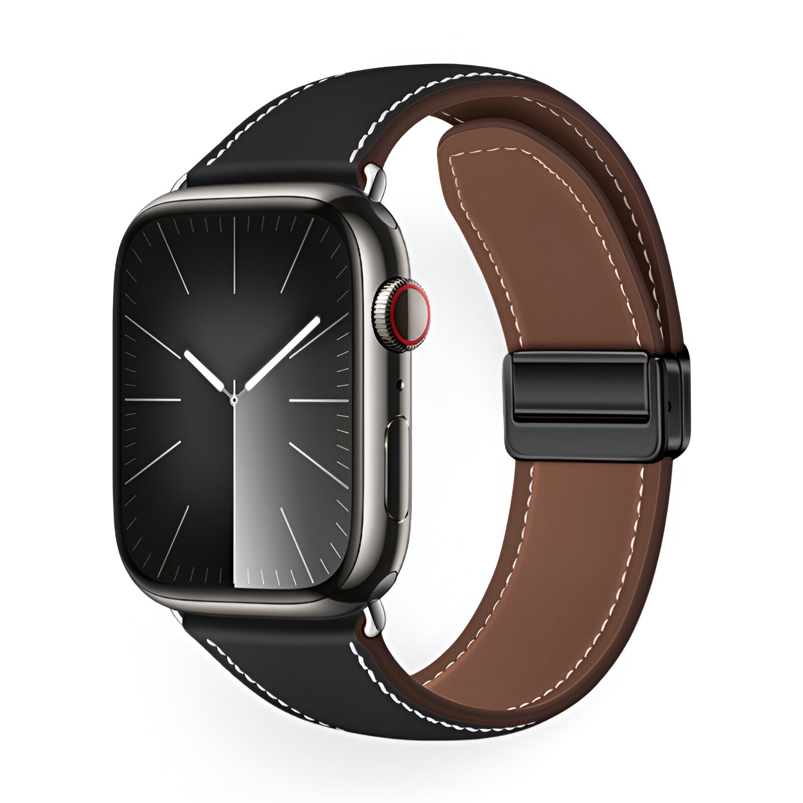 Apple Watch Bracelet, magnetic clasp with two sections, saddle stitching, Ozias model