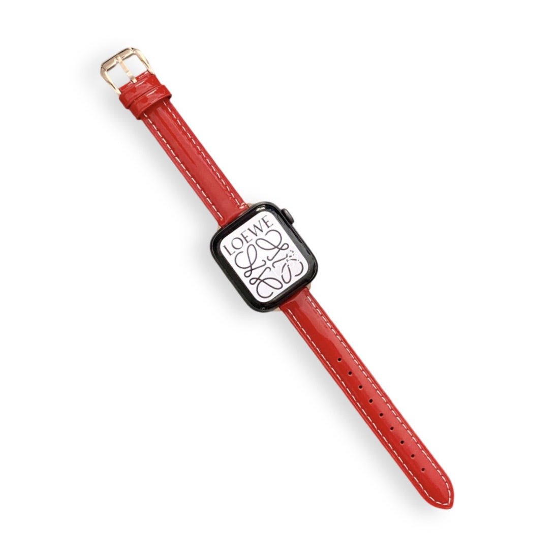 Apple Watch Bracelet, glossy lacquered finish, contrasting stitching, for women, Dexa model
