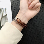 Apple Watch Bracelet, glossy lacquered finish, contrasting stitching, for women, Dexa model