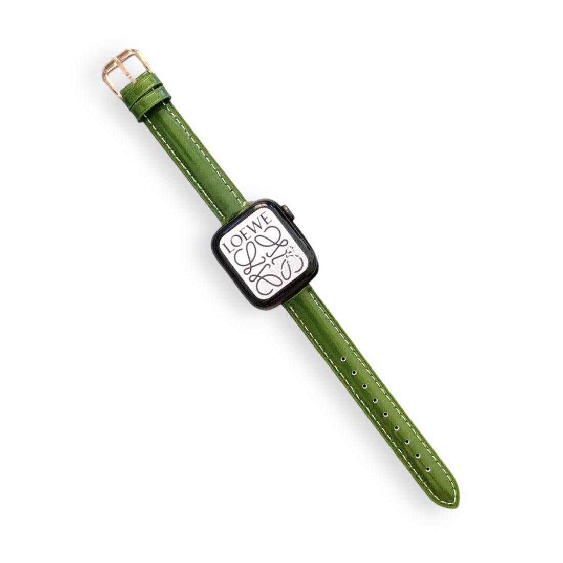 Apple Watch Bracelet, glossy lacquered finish, contrasting stitching, for women, Dexa model