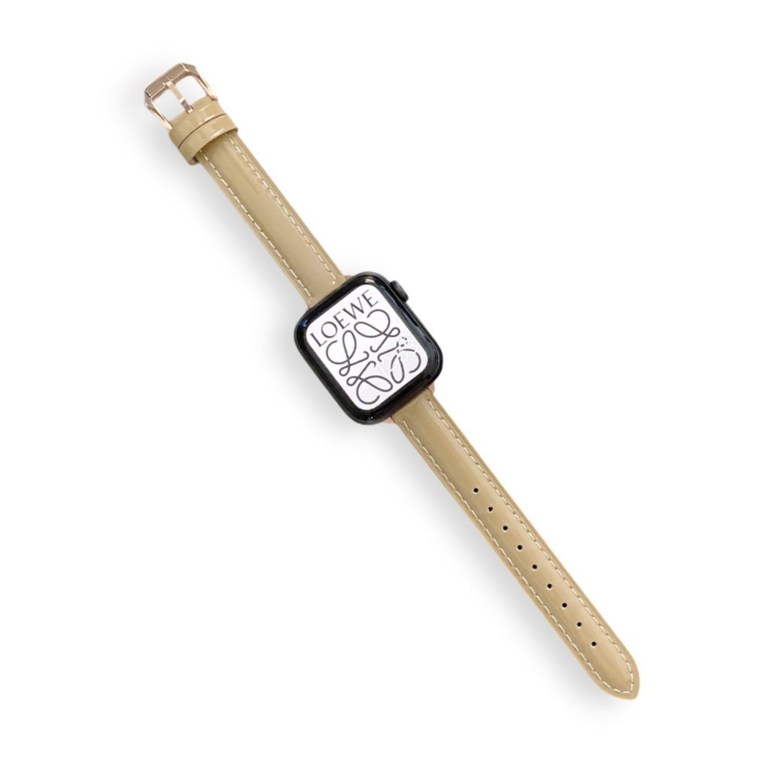 Apple Watch Bracelet, glossy lacquered finish, contrasting stitching, for women, Dexa model