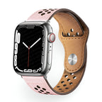 Olexia Model Perforated Breathable Leather Apple Watch Bracelet with Snap Clasp