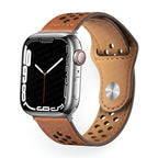 Olexia Model Perforated Breathable Leather Apple Watch Bracelet with Snap Clasp