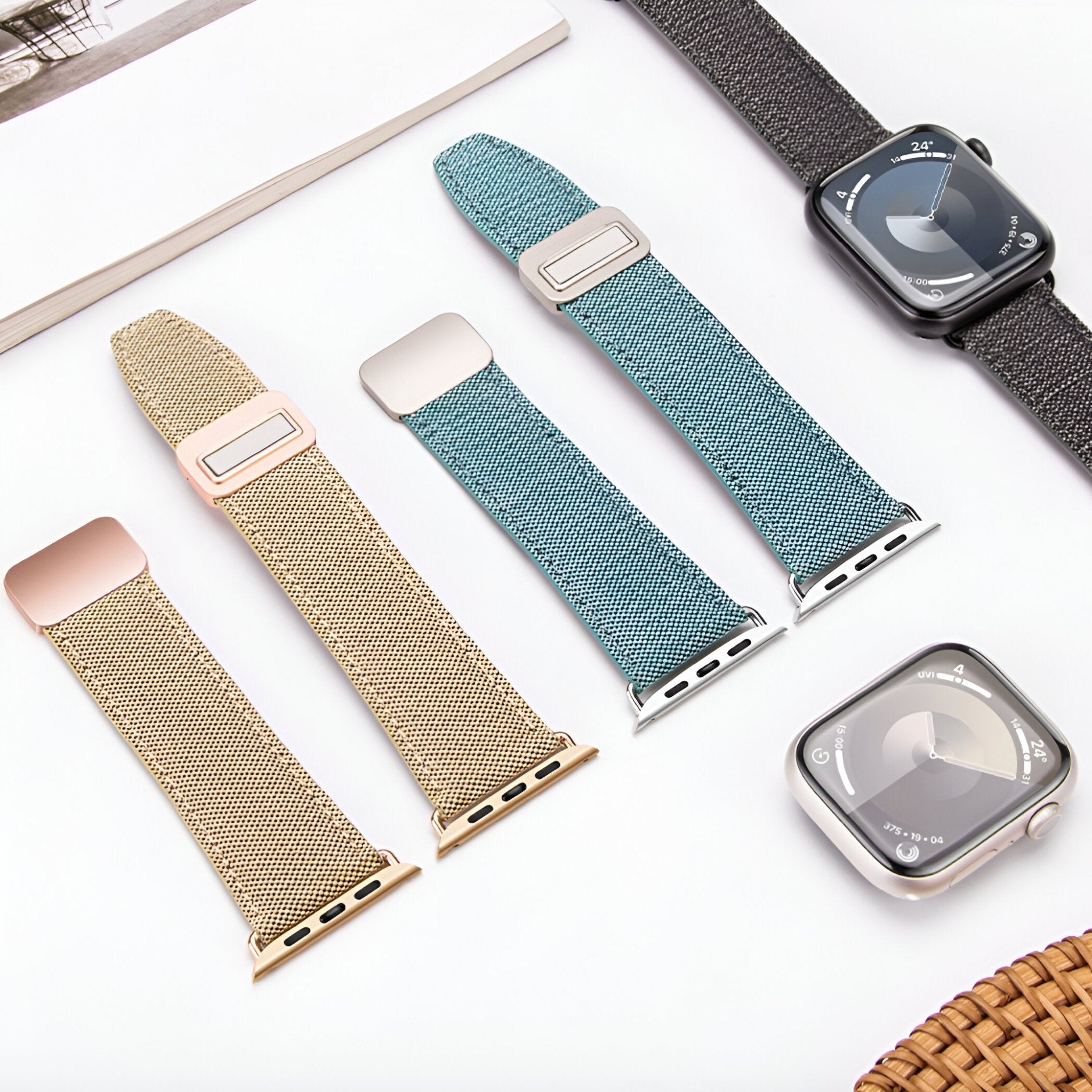 Aion Model Woven Denim Apple Watch Bracelet with Magnetic Clasp