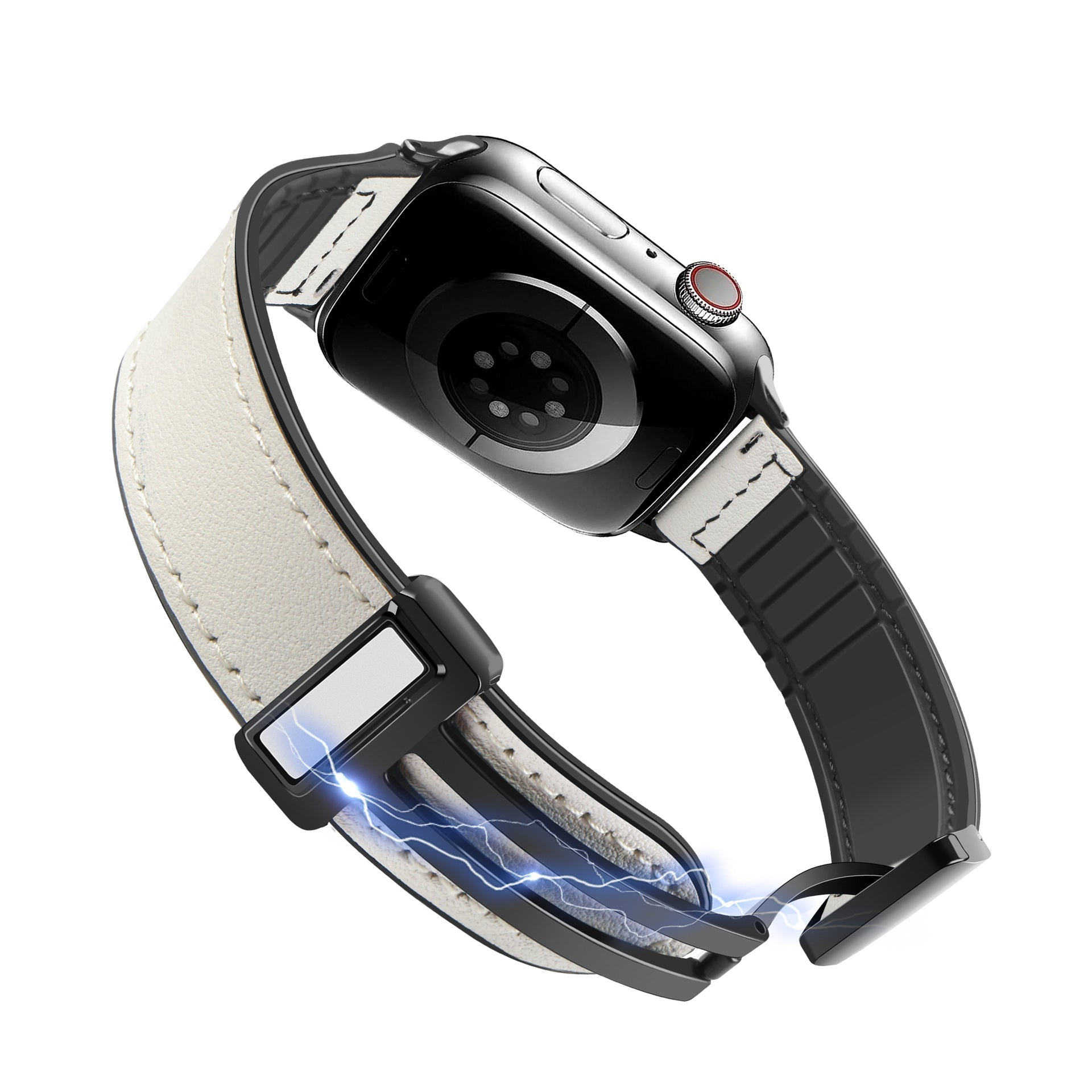Apple Watch Bracelet, silicone and leather-look, magnetic clasp, Kaelith model