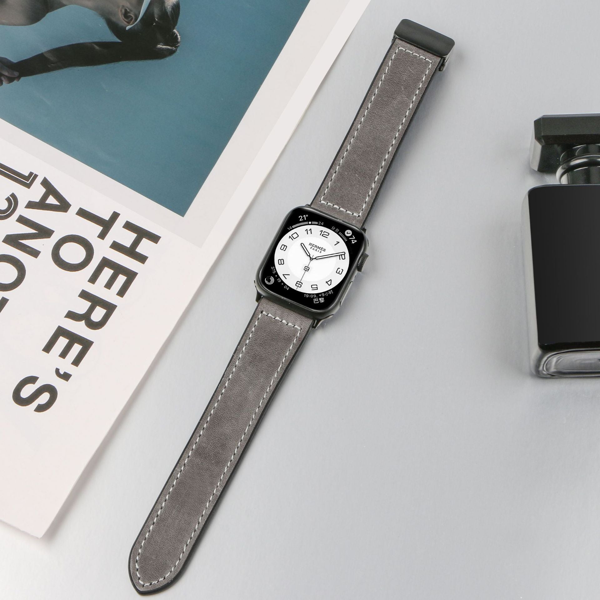Apple Watch Bracelet, silicone and leather-look, magnetic clasp, Kaelith model