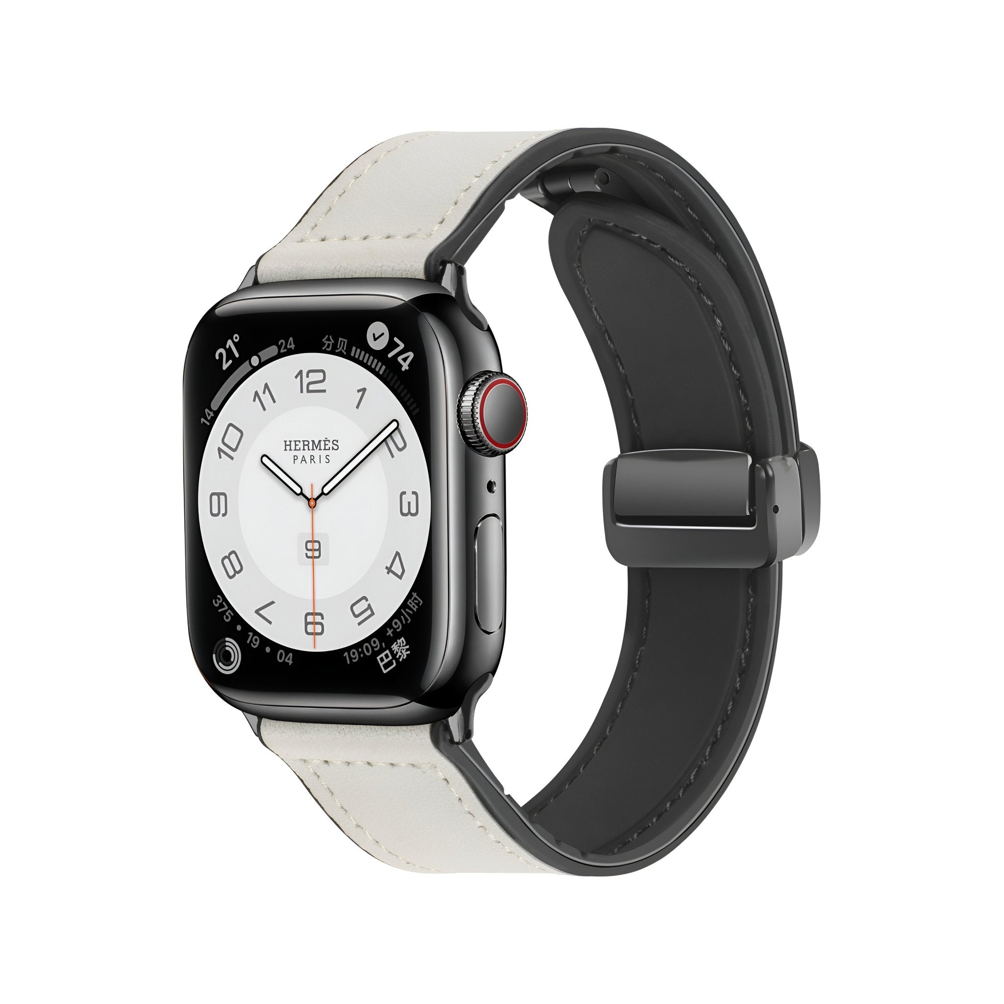 Apple Watch Bracelet, silicone and leather-look, magnetic clasp, Kaelith model