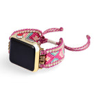 Nixie Model Braided Nylon Apple Watch Bracelet with Geometric Patterns and Beads for Women