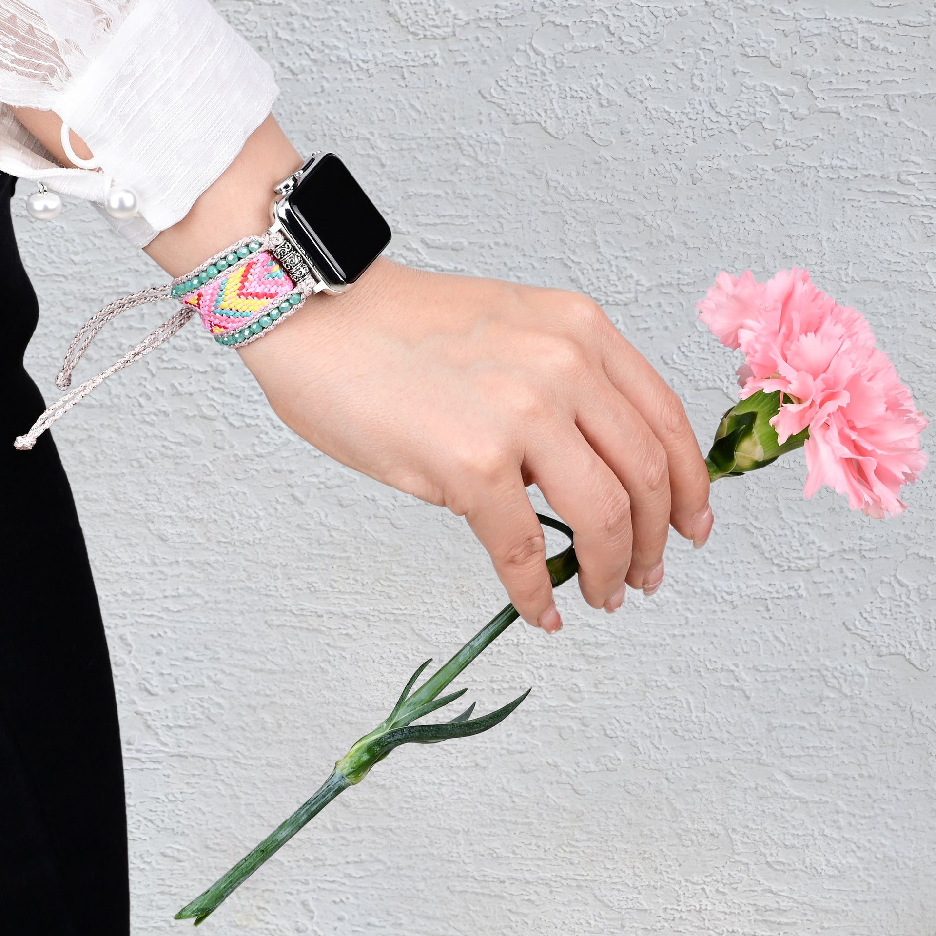 Apple Watch bracelet, in nylon and crystal, for women, Reva model