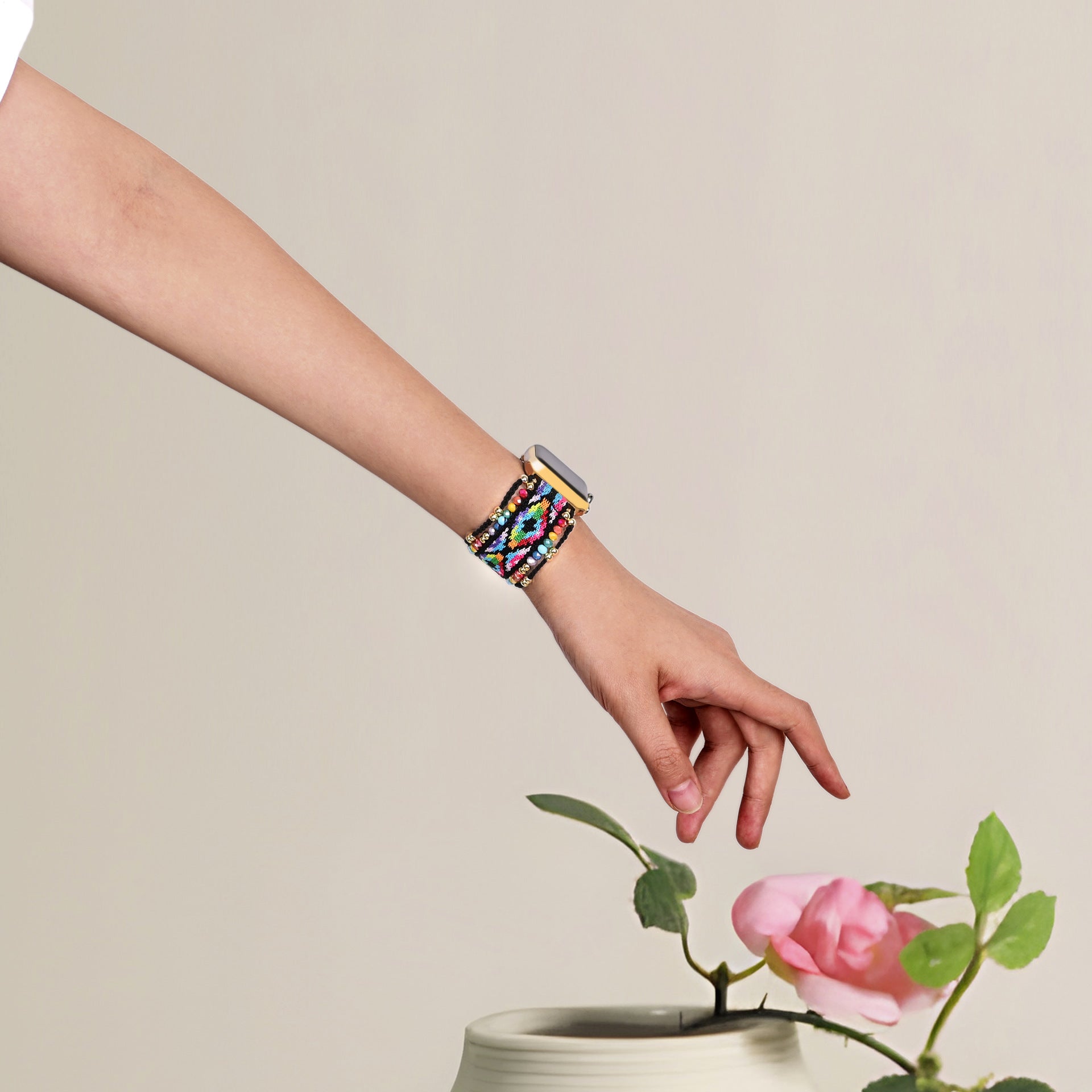 Apple Watch bracelet, in nylon and crystal, for women, Zyla model