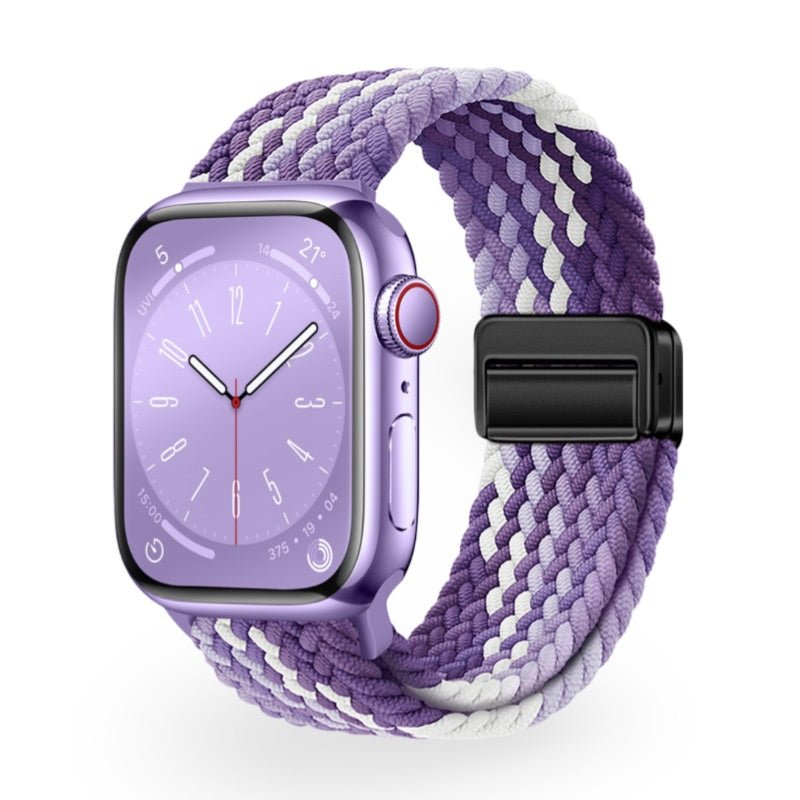 Apple Watch Bracelet in Braided Elastic Nylon, Magnetic Clasp, Nyxan Model