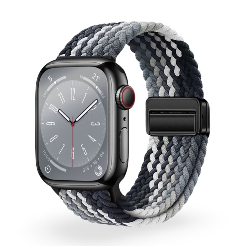 Apple Watch Bracelet in Braided Elastic Nylon, Magnetic Clasp, Nyxan Model