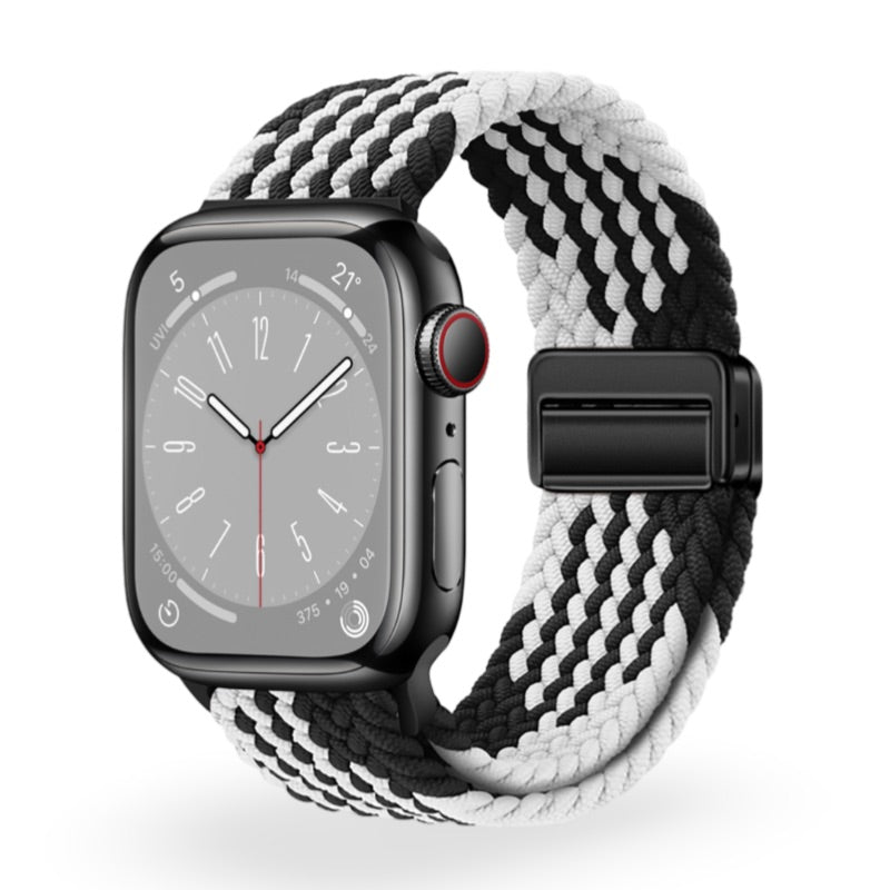 Apple Watch Bracelet in Braided Elastic Nylon, Magnetic Clasp, Nyxan Model