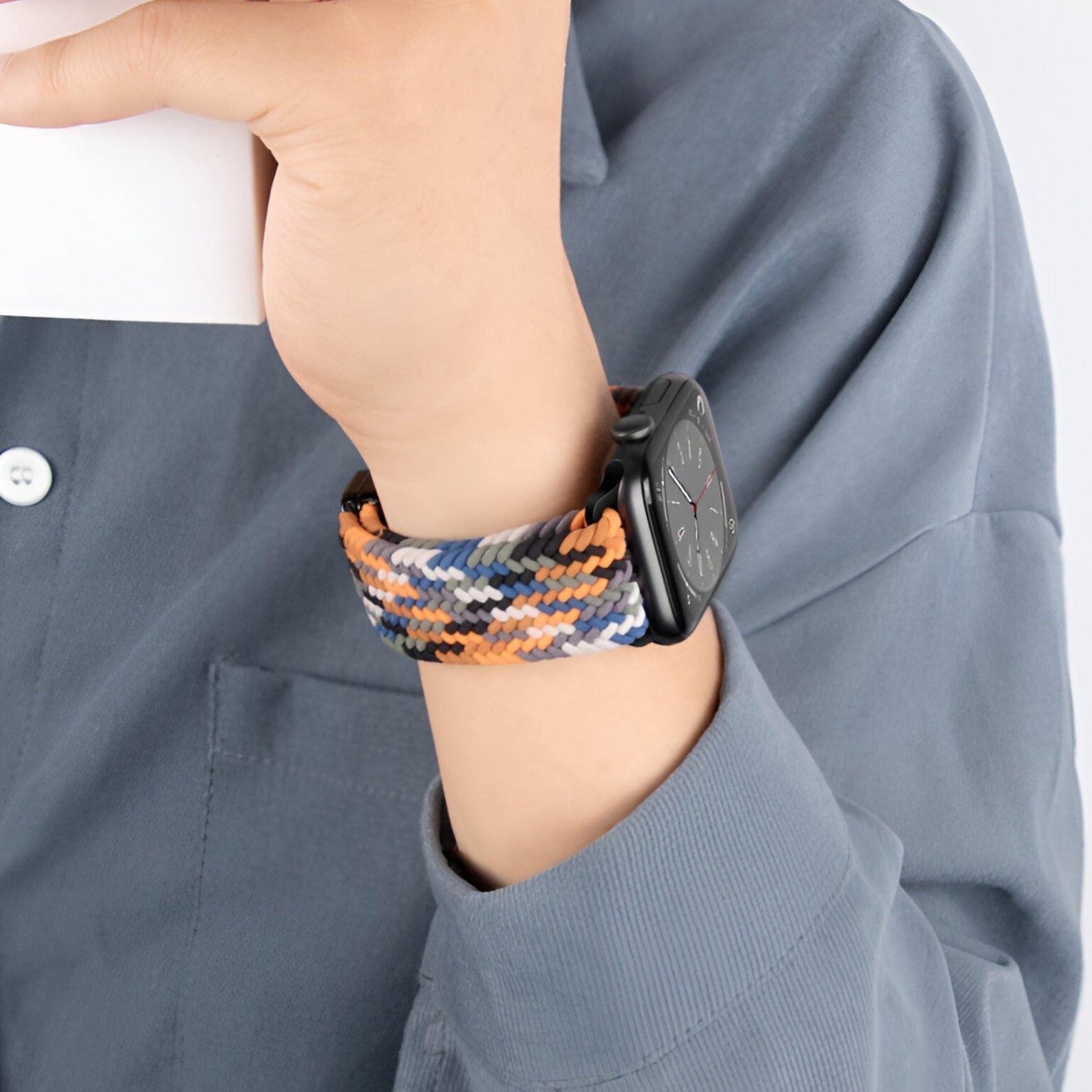 Apple Watch Bracelet in Braided Elastic Nylon, Magnetic Clasp, Nyxan Model