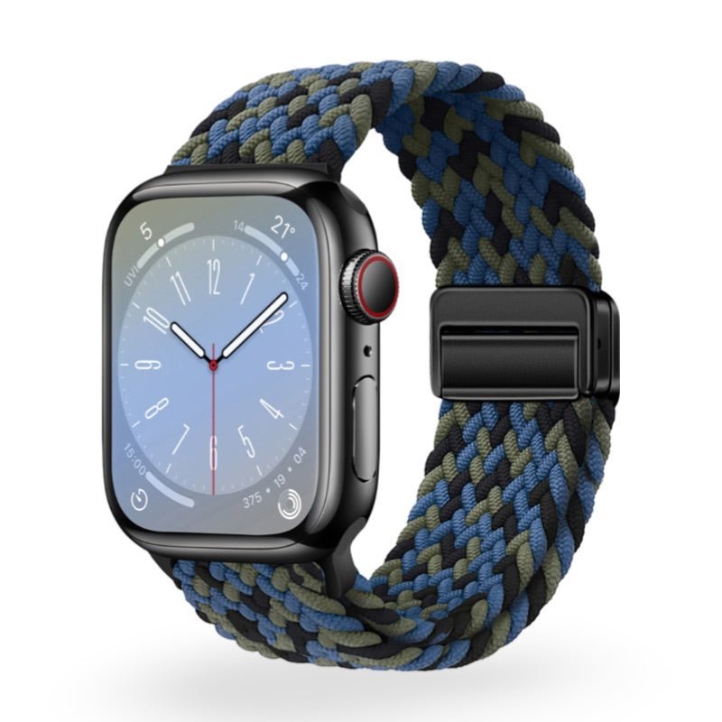Apple Watch Bracelet in Braided Elastic Nylon, Magnetic Clasp, Nyxan Model