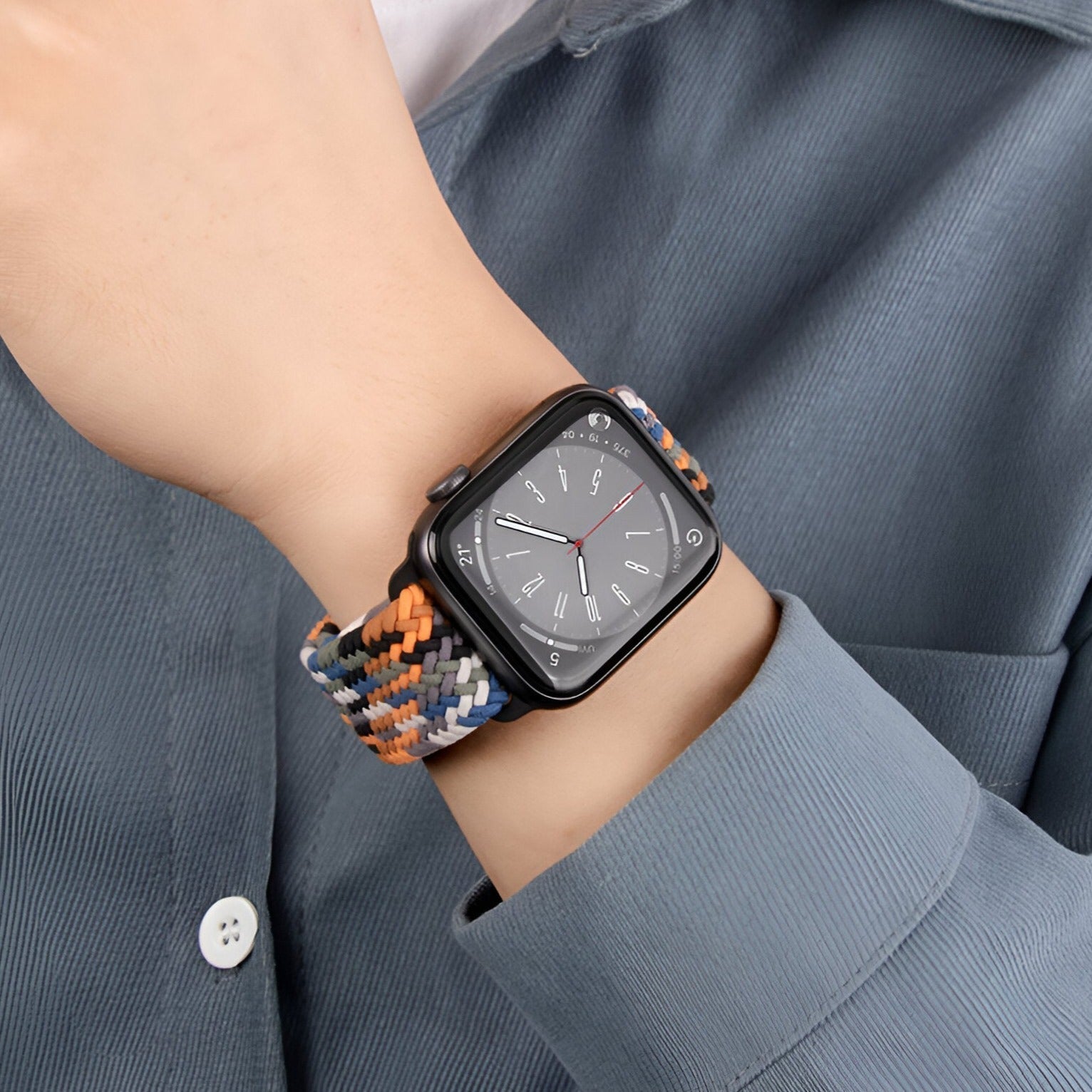 Apple Watch Bracelet in Braided Elastic Nylon, Magnetic Clasp, Nyxan Model