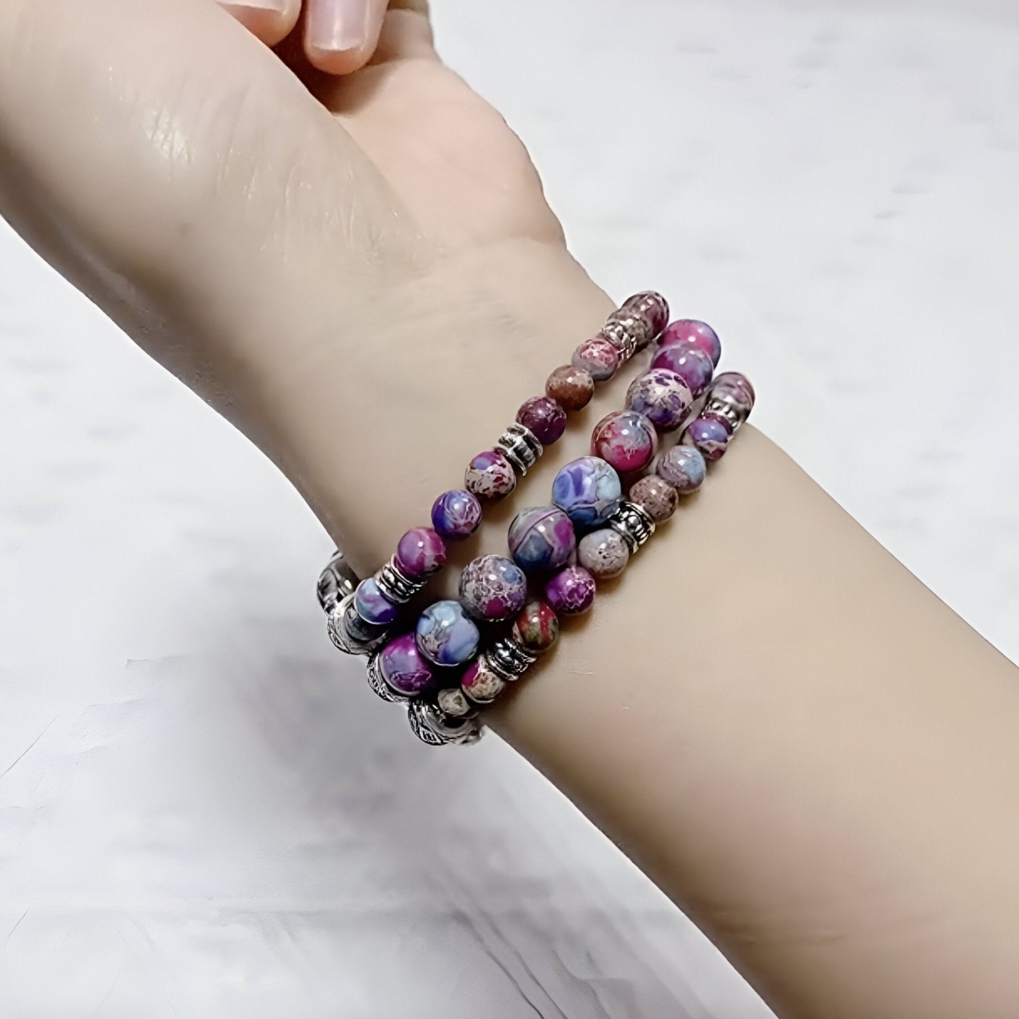 Bria Emperor Stone Apple Watch Bracelet, Three Strands, Bohemian Style, for Women