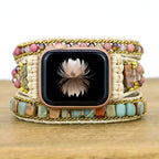 Apple Watch Bracelet in Natural Stones, 3 Braided Strands, for Women, Sylas Model