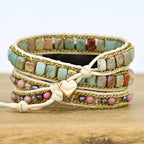 Apple Watch Bracelet in Natural Stones, 3 Braided Strands, for Women, Sylas Model