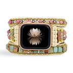 Apple Watch Bracelet in Natural Stones, 3 Braided Strands, for Women, Sylas Model