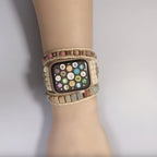 Apple Watch Bracelet in Natural Stones, 3 Braided Strands, for Women, Sylas Model