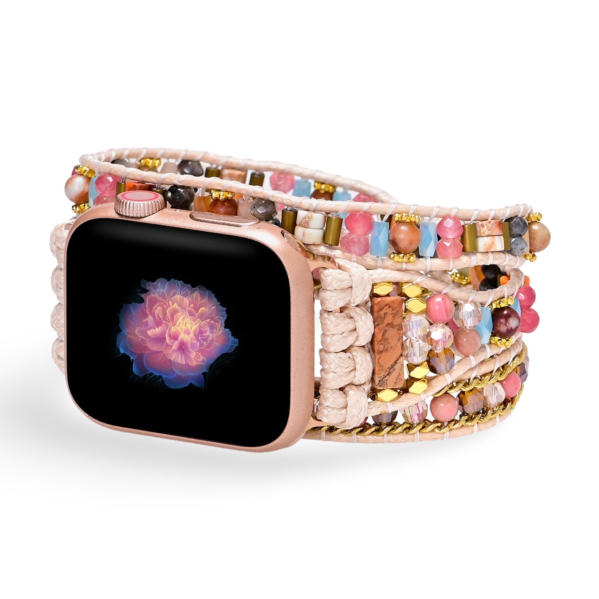 Bohemian Multi-Strand Apple Watch Bracelet, Multicolored Stones and Crystals, for Women, Aeron Model