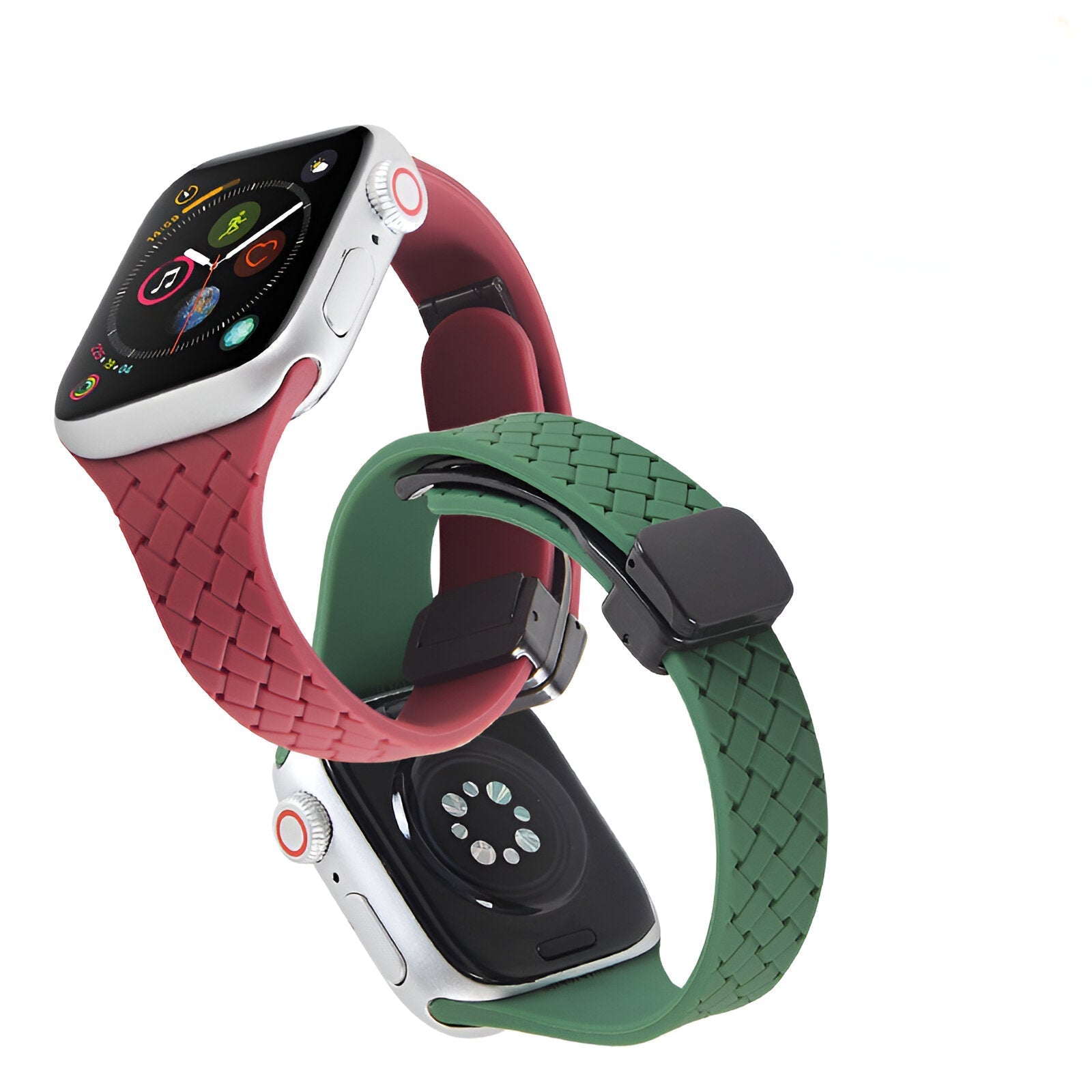 Braided Silicone Apple Watch Bracelet, Foldable Magnetic Clasp, Feryn Model