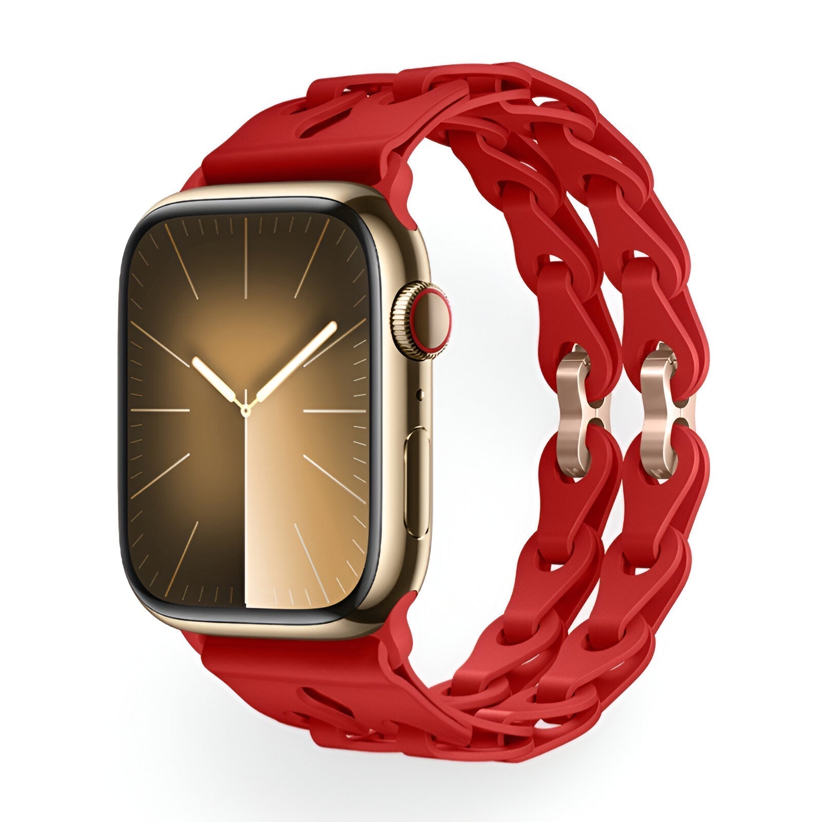 Apple Watch Silicone Bracelet with Openwork Chain Link Design, Vexa Model