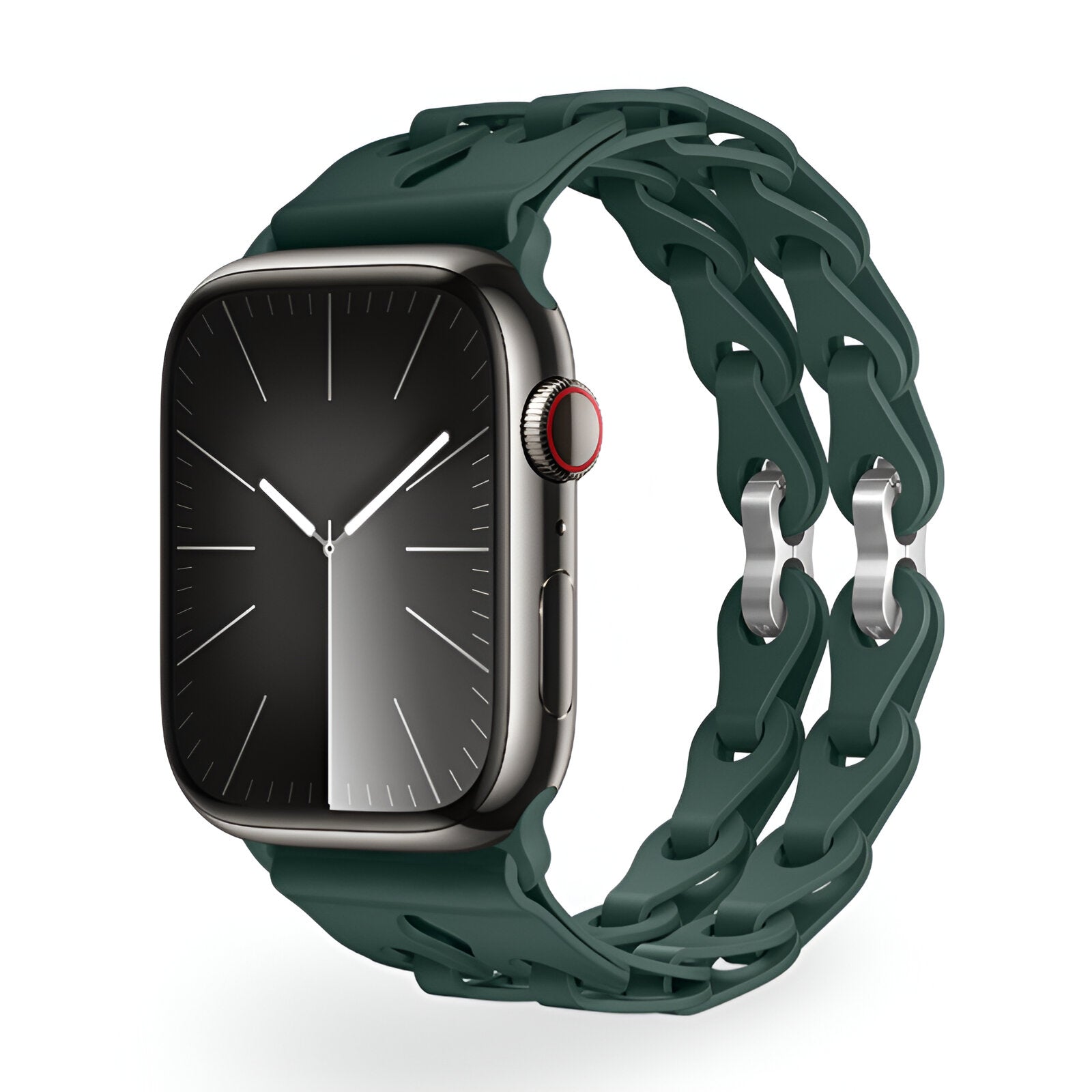 Apple Watch Silicone Bracelet with Openwork Chain Link Design, Vexa Model