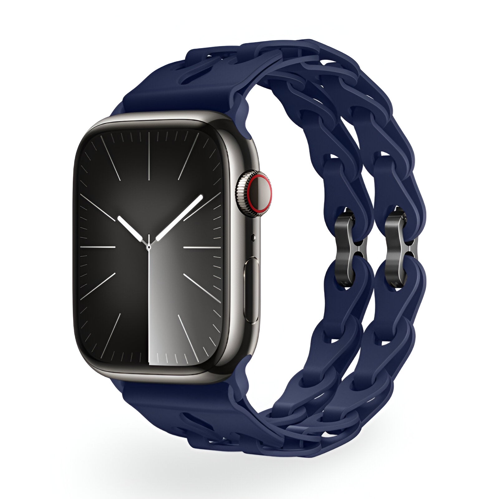 Apple Watch Silicone Bracelet with Openwork Chain Link Design, Vexa Model
