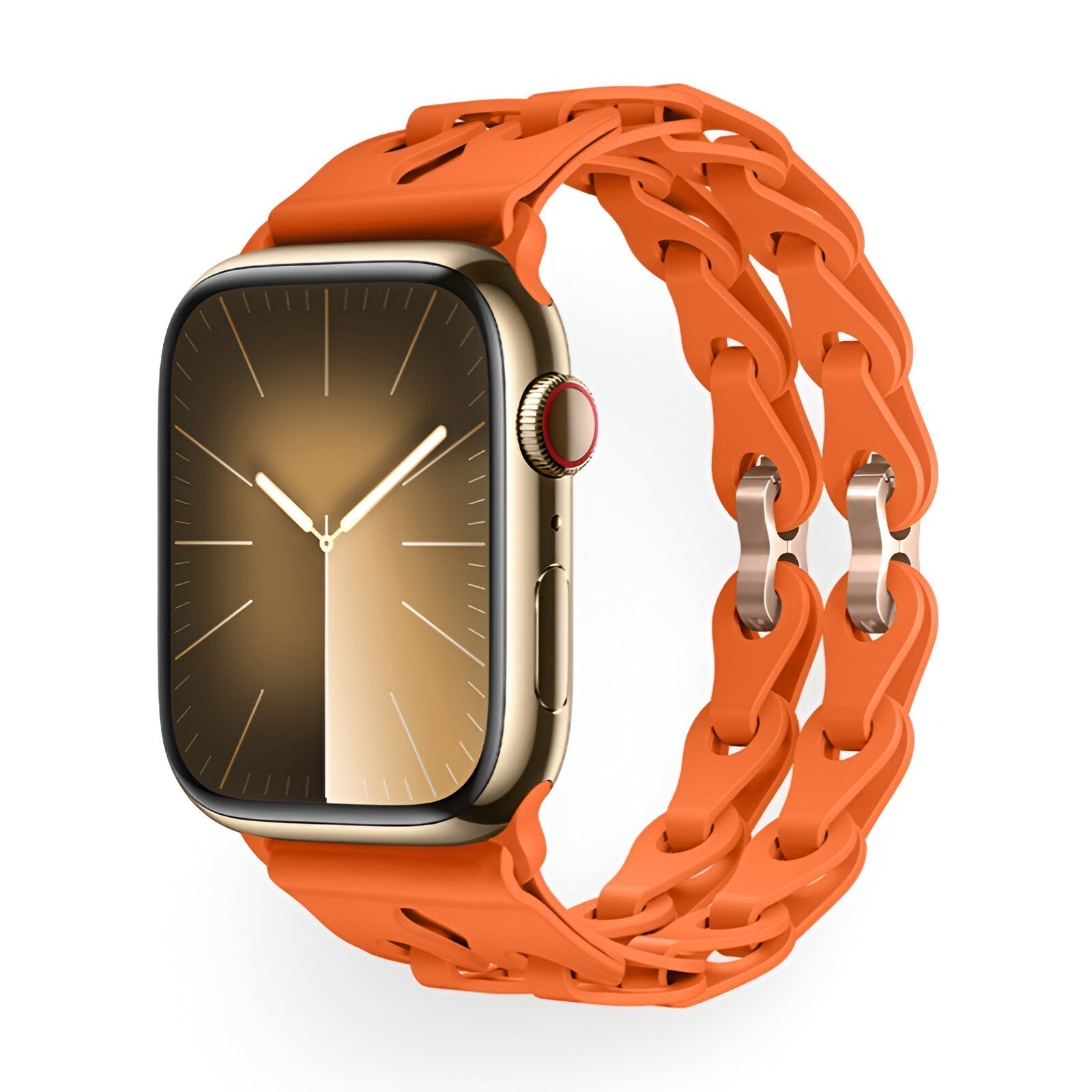 Apple Watch Silicone Bracelet with Openwork Chain Link Design, Vexa Model