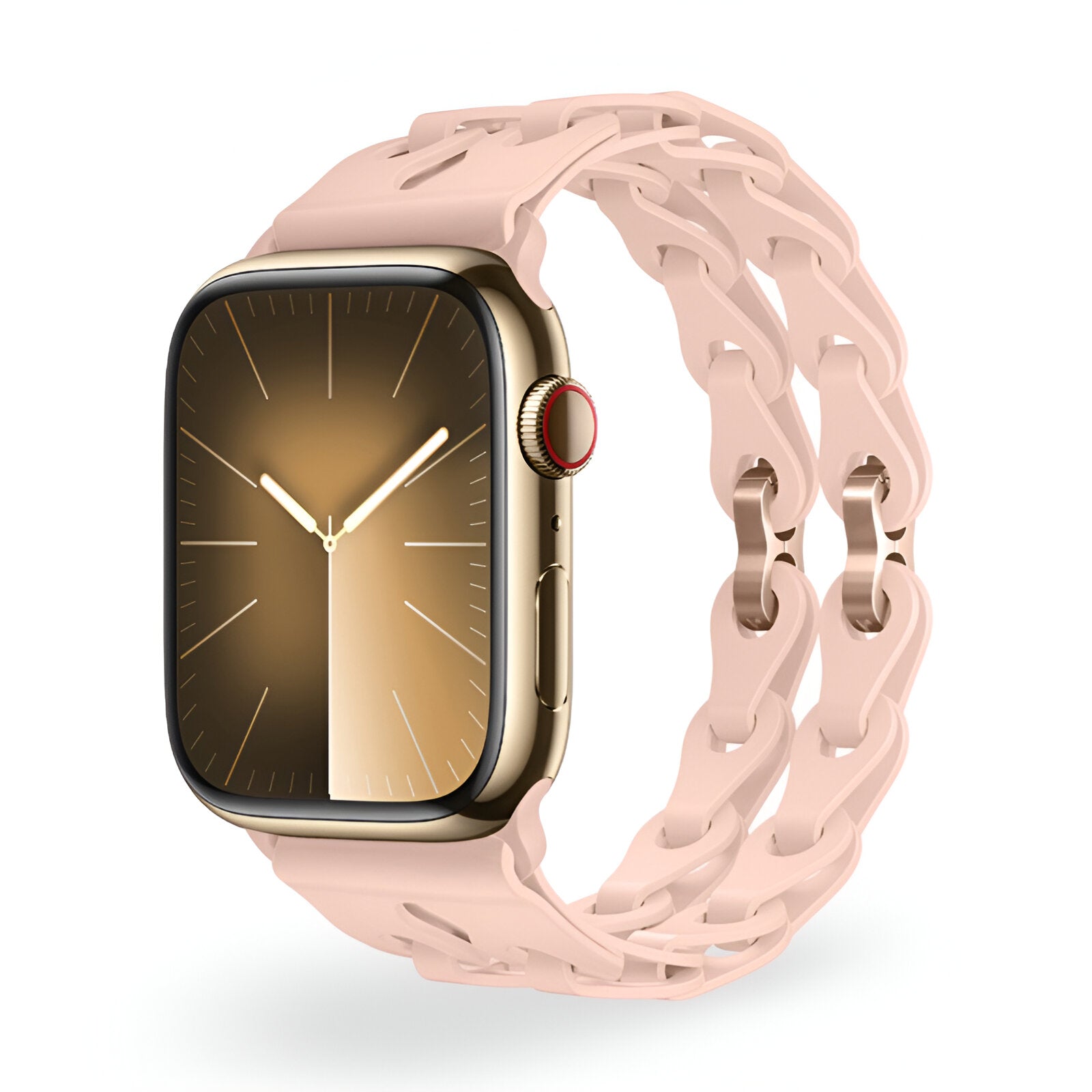 Apple Watch Silicone Bracelet with Openwork Chain Link Design, Vexa Model
