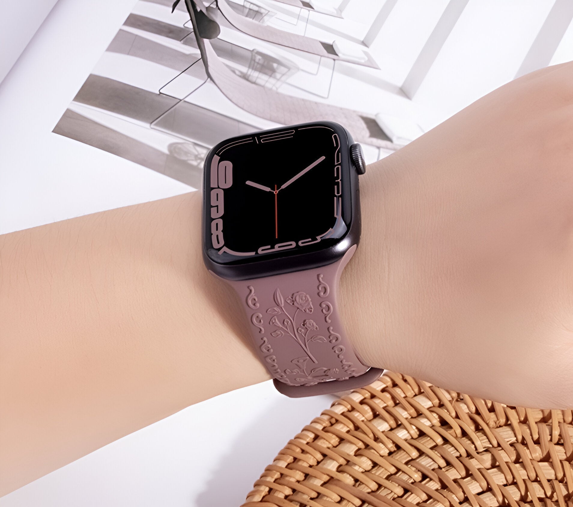 Apple Watch Bracelet, silicone with floral pattern, unisex, Nexus model