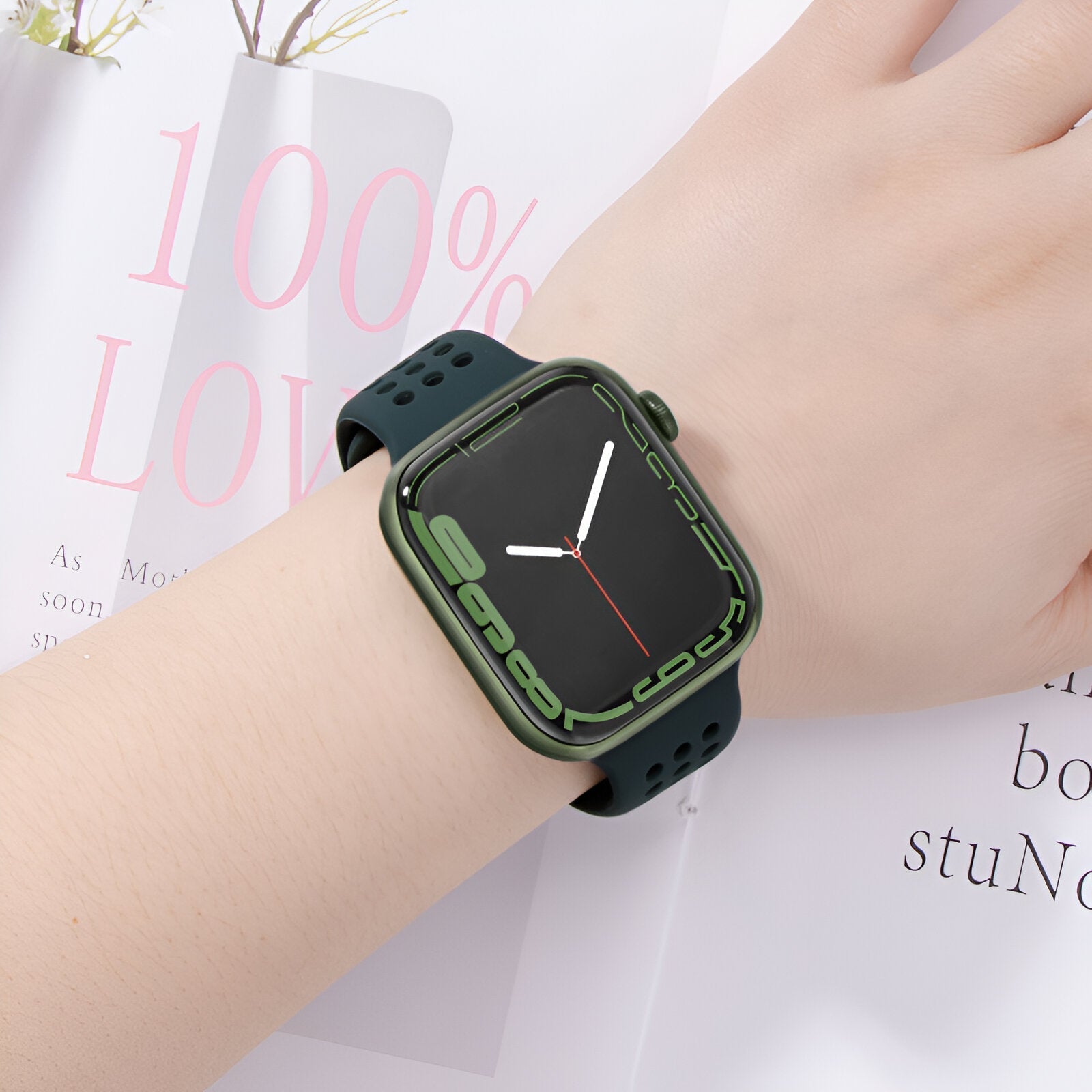 Perforated Silicone Apple Watch Bracelet, Breathable Honeycomb Design, Yara Model