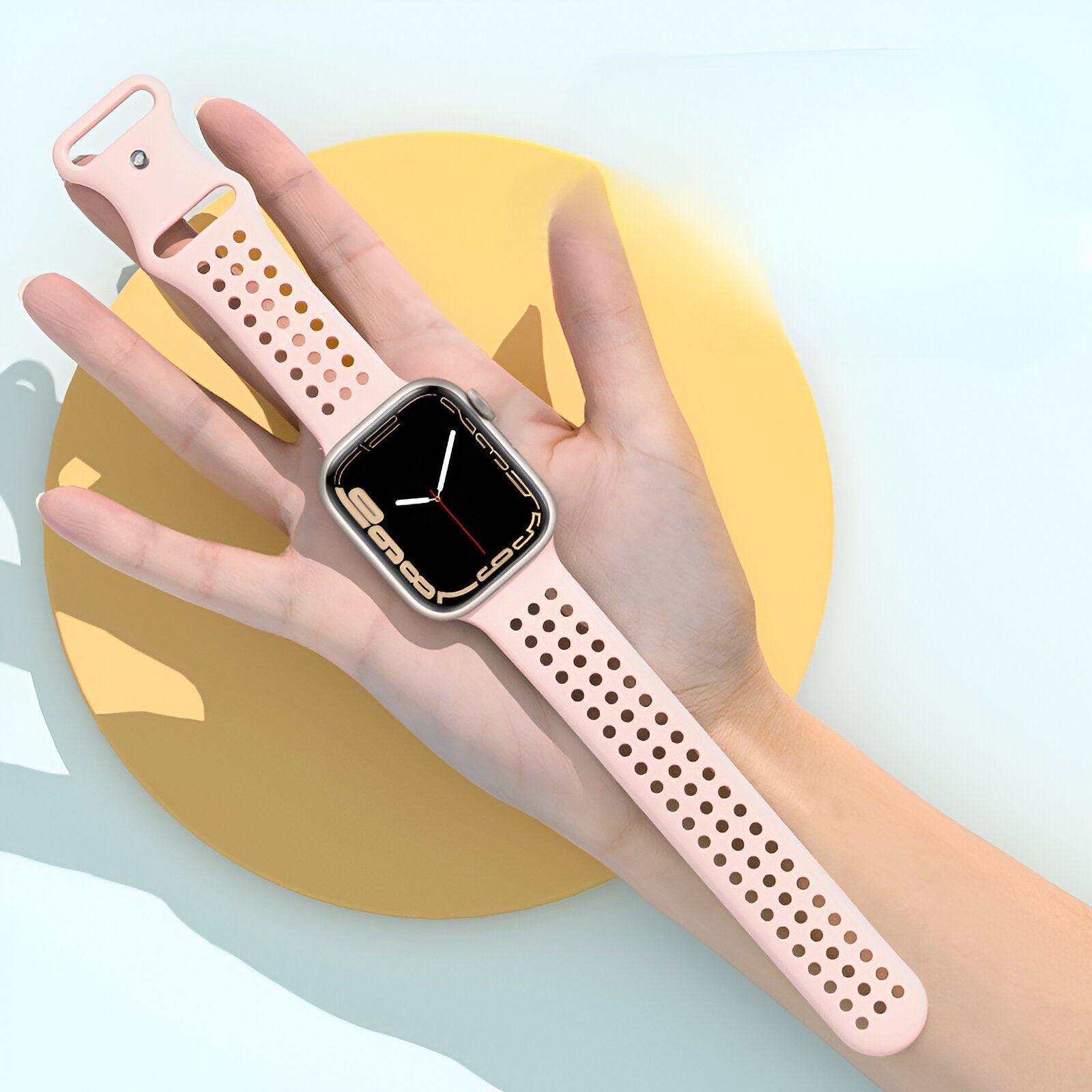 Perforated Silicone Apple Watch Bracelet, Breathable Honeycomb Design, Yara Model