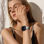 Apple Watch Bracelet, in vegan leather, adorned with beads, for women, Amira model