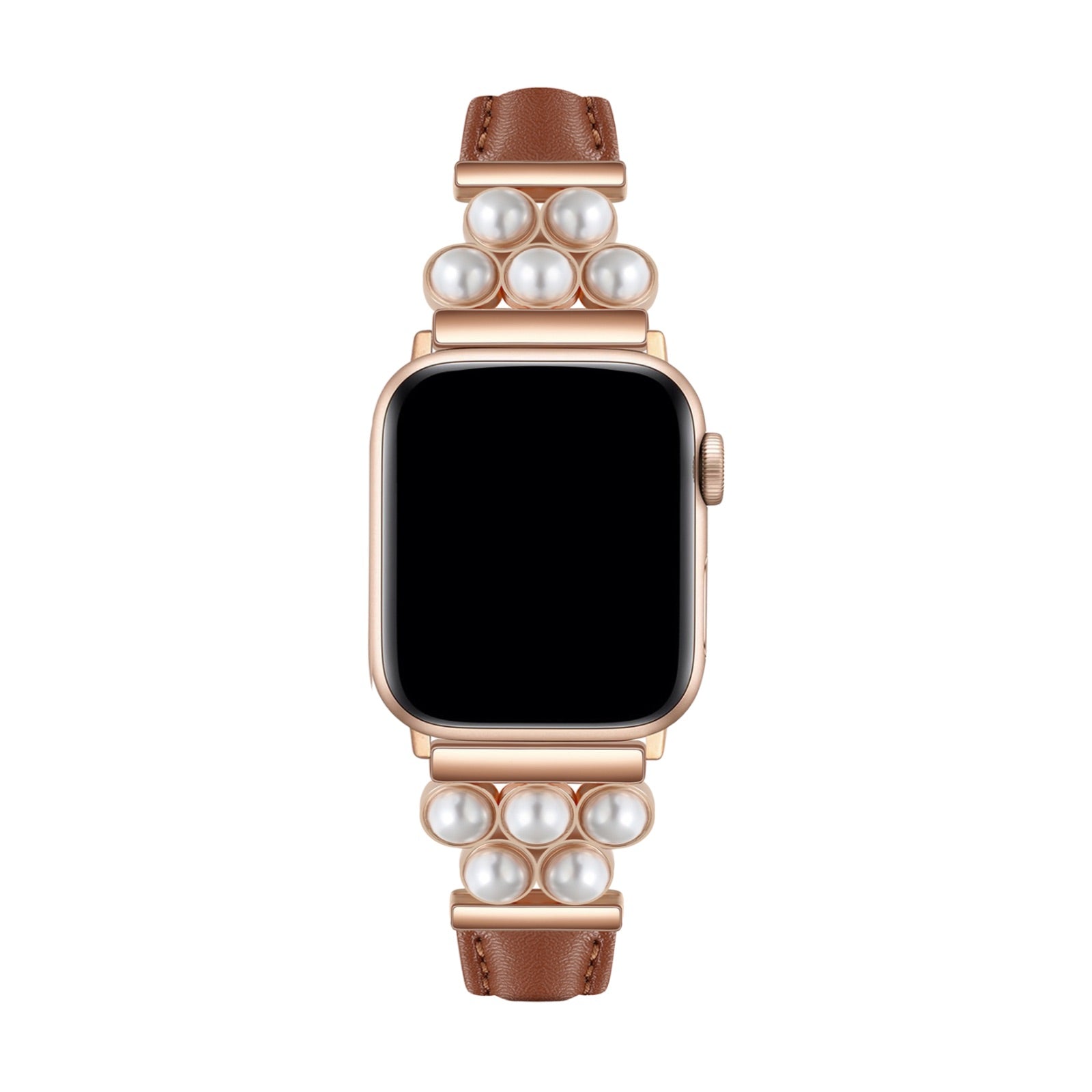 Apple Watch Bracelet, in vegan leather, adorned with beads, for women, Amira model