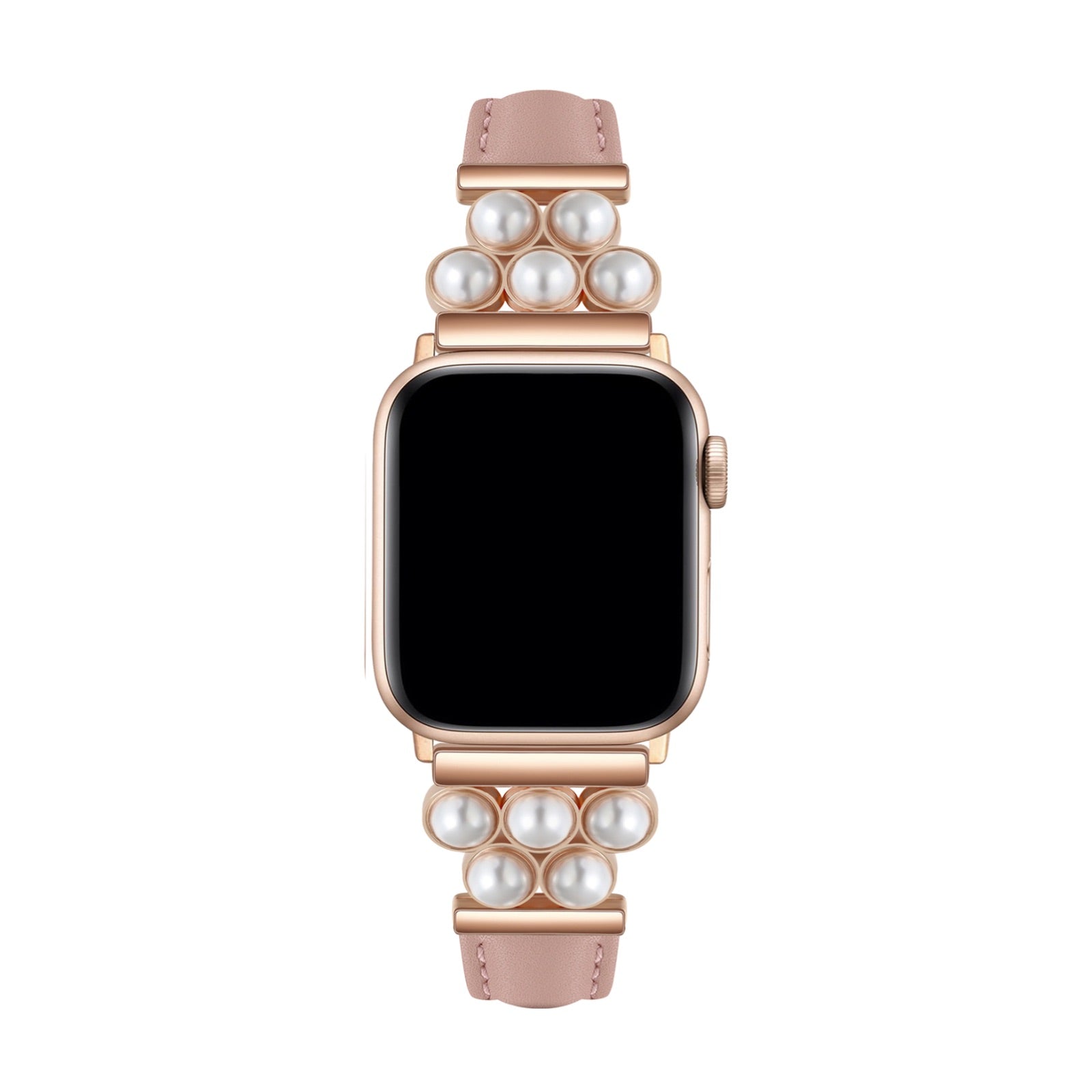 Apple Watch Bracelet, in vegan leather, adorned with beads, for women, Amira model
