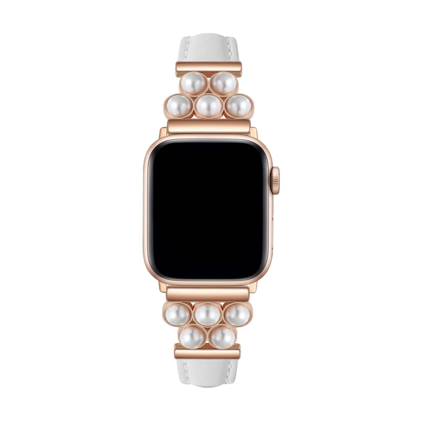 Apple Watch Bracelet, in vegan leather, adorned with beads, for women, Amira model