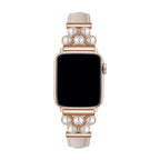 Apple Watch Bracelet, in vegan leather, adorned with beads, for women, Amira model