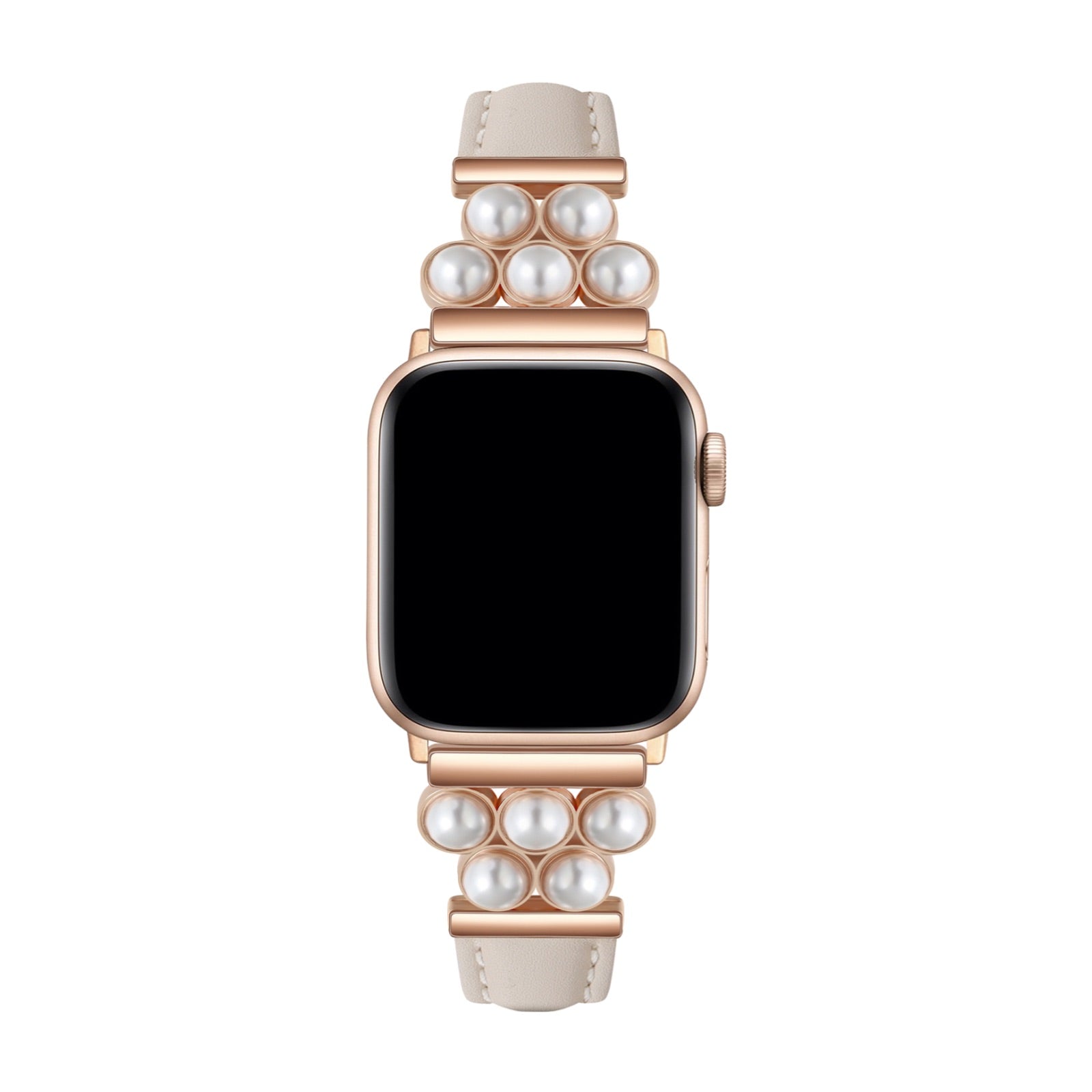 Apple Watch Bracelet, in vegan leather, adorned with beads, for women, Amira model