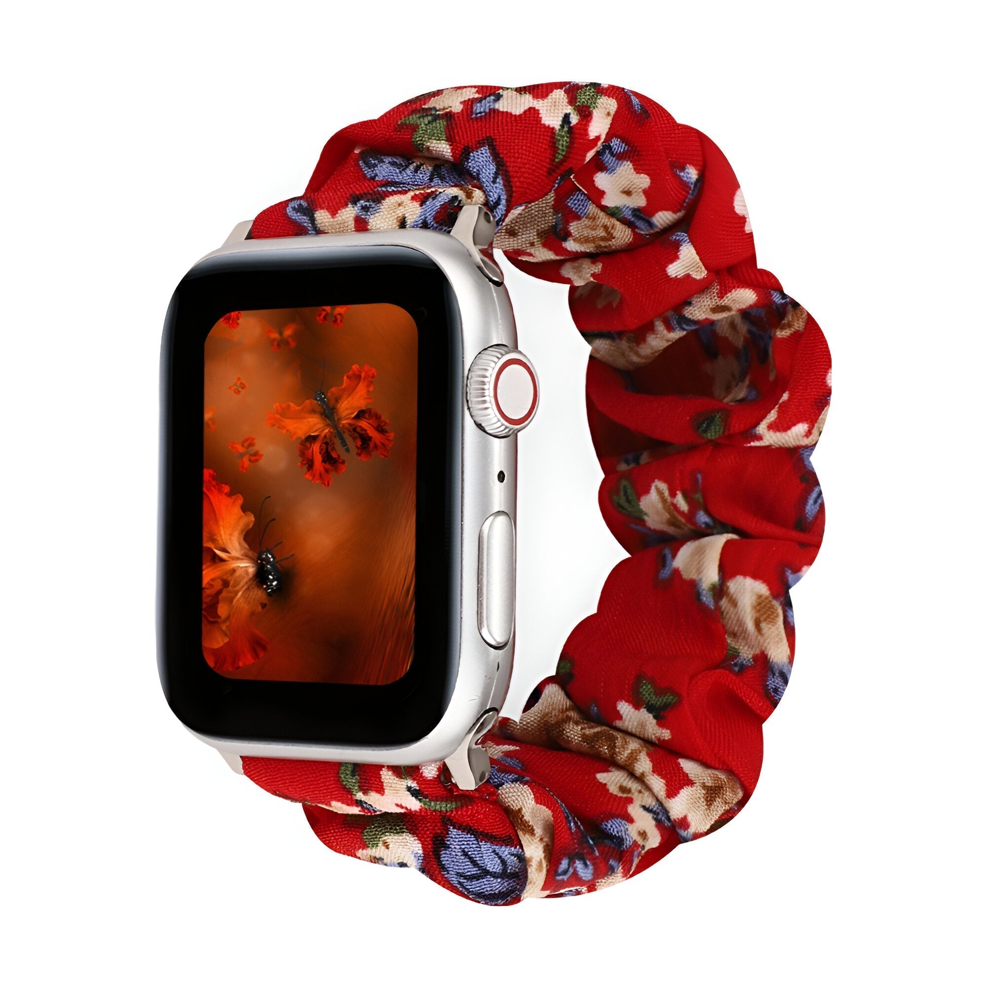 Nyssara Floral Scrunchie-Style Apple Watch Bracelet, Elastic Fabric, for Women