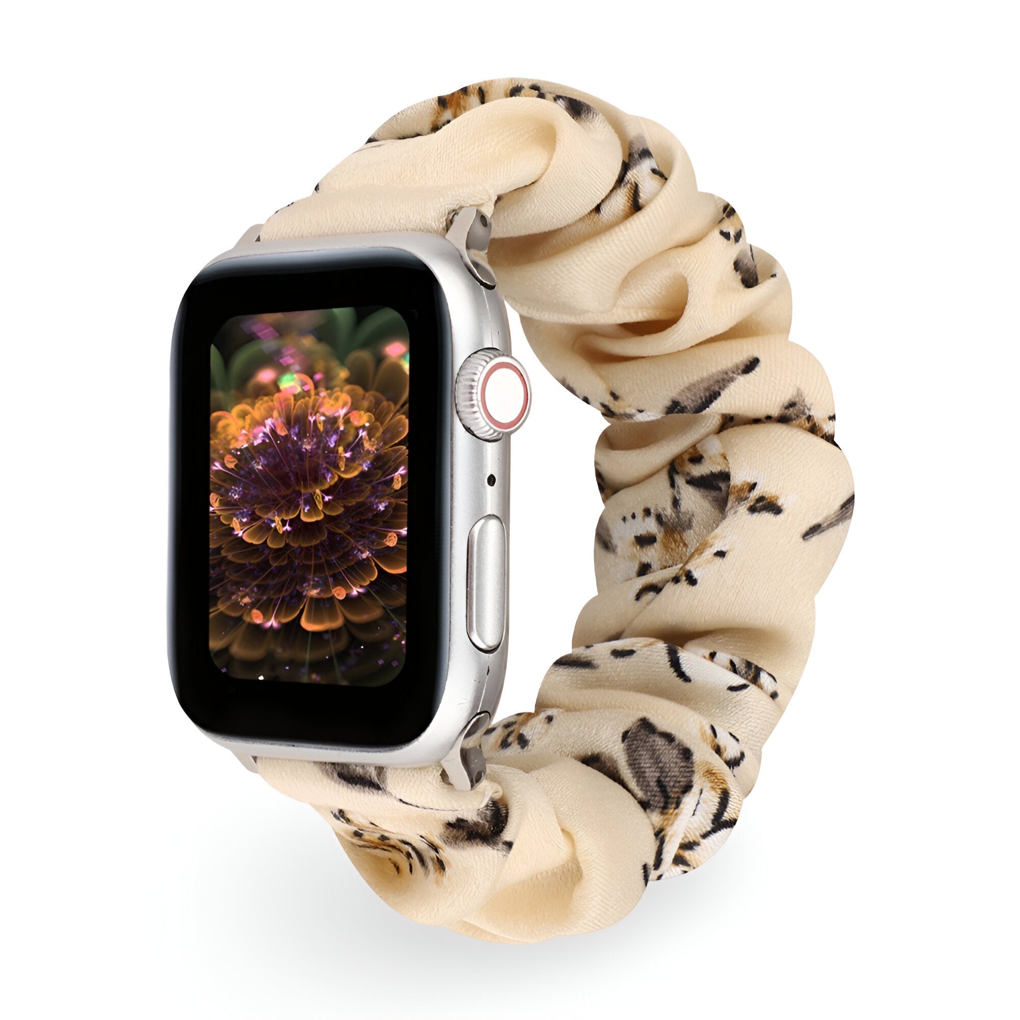 Nyssara Floral Scrunchie-Style Apple Watch Bracelet, Elastic Fabric, for Women