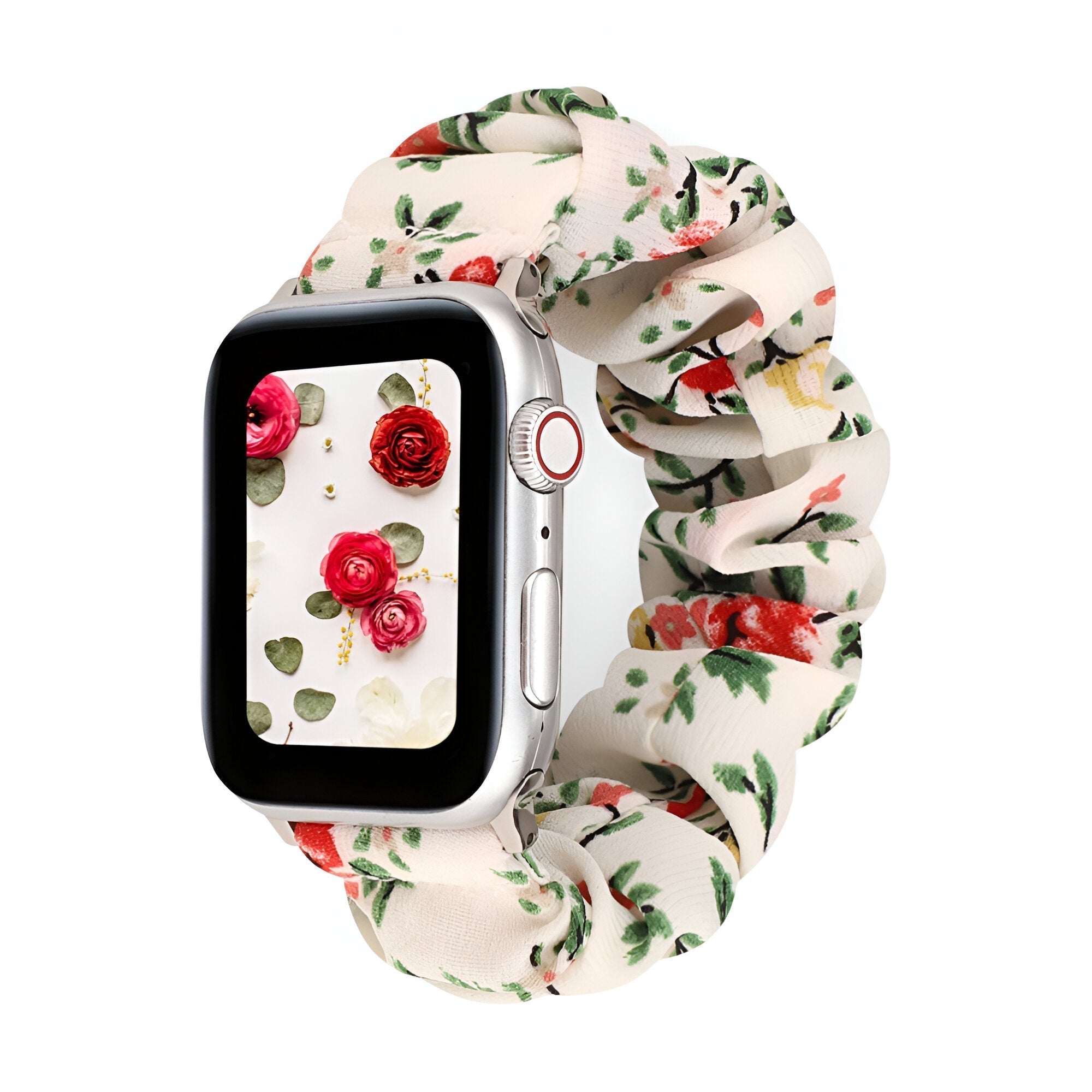 Nyssara Floral Scrunchie-Style Apple Watch Bracelet, Elastic Fabric, for Women